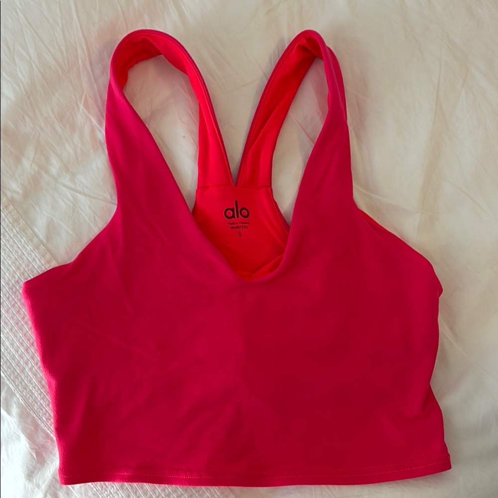 ALO Yoga Fluorescent Pink Coral Airbrush tank